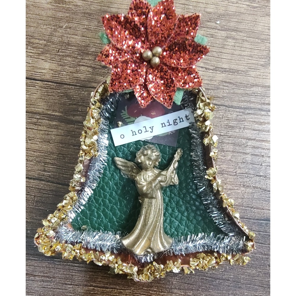 Angel Christmas Ornament Handmade OOAK Diorama Upcycled Bell Cookie Cutter O4